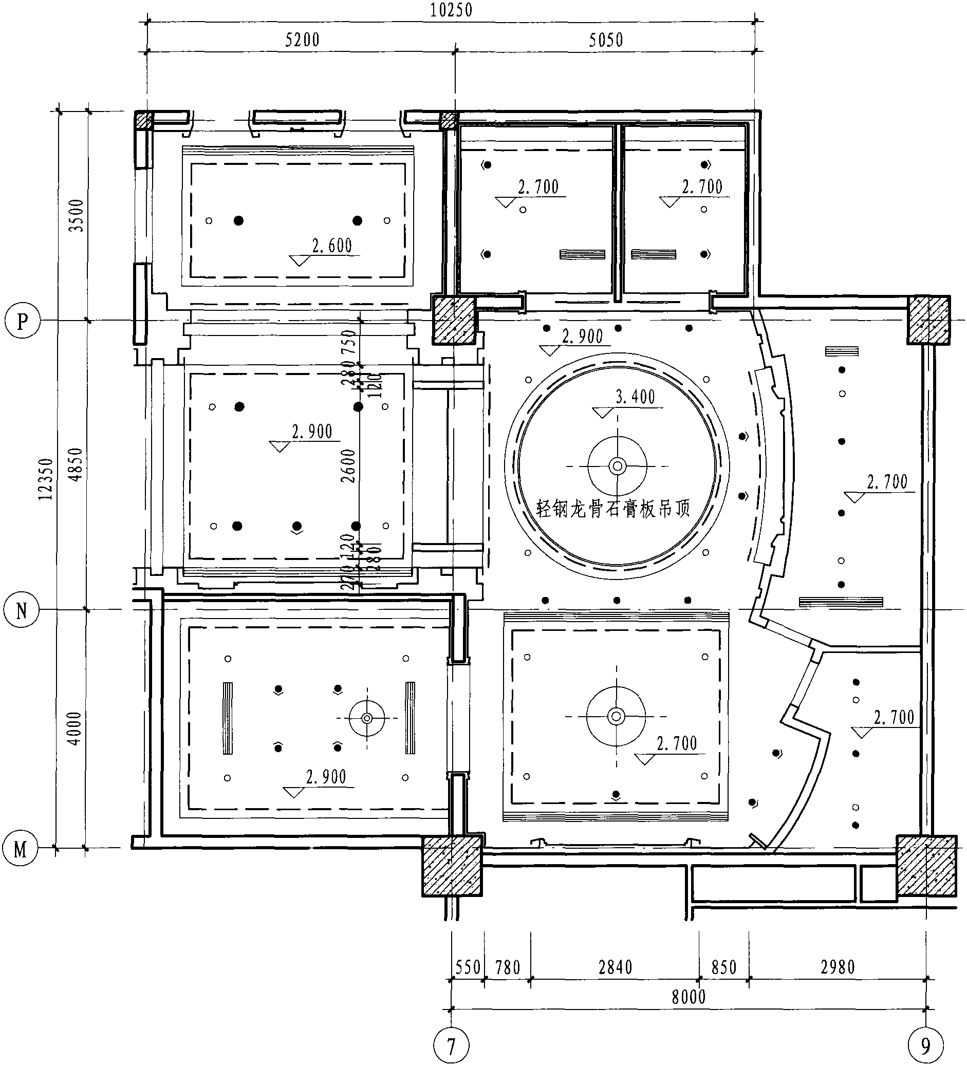 一层商务中心天花布置图 1:100